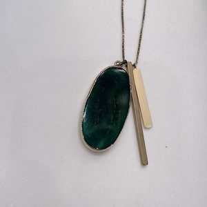 Anthropologie emerald and gold necklace